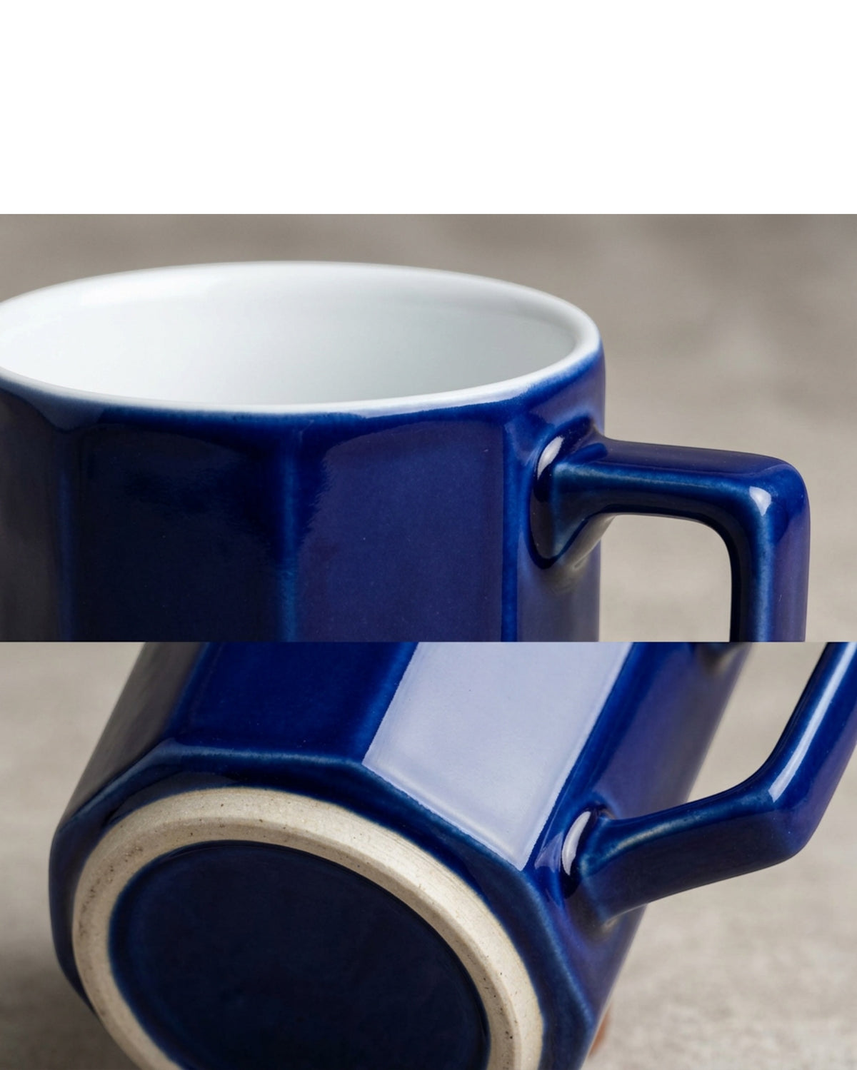 Dpfkl Twelve Ounce Eight Panel Faceted Ceramic Mug Cobalt - Detail view