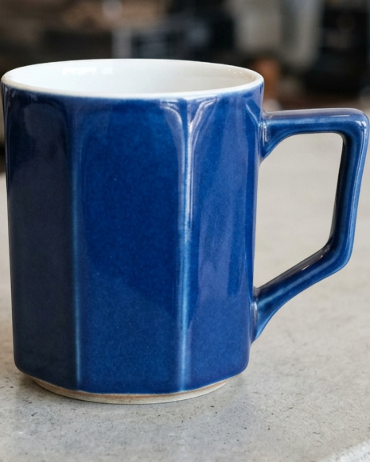 Dpfkl Twelve Ounce Eight Panel Faceted Ceramic Mug Cobalt - Lifestyle view