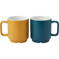 Dpfkl Two Pack Ten Ounce Stackable Ceramic Mugs Ochre and Teal - Product view